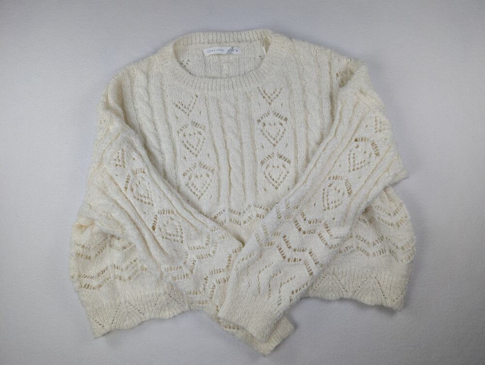 Altar’d State Cream Open Knit Cable Sweater Medium Cottagecore